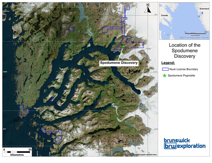 Location of Greenland Spodumene Discovery