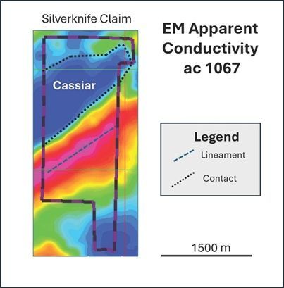 Electromagnetic apparent conductivity at 1067 Hz in the Silverknife region (After EGL, 2024).