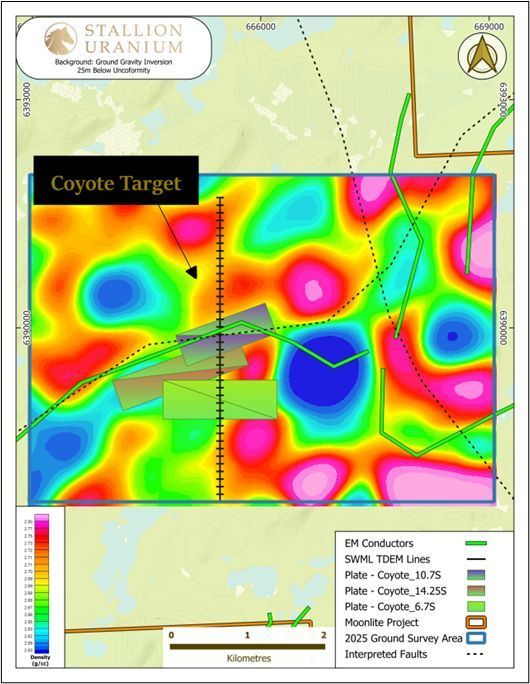 Results of SWML Plate Modeling over Ground Gravity Survey Inversion25 m below Unconformity